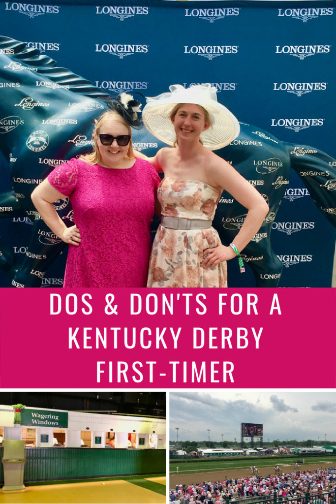 Photo collage of scenes from the Kentucky Derby. Text overlay reads "Dos and Don'ts For A Kentucky Derby First Timer."