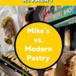 Photo collage of cannoli and Boston pastry shops.