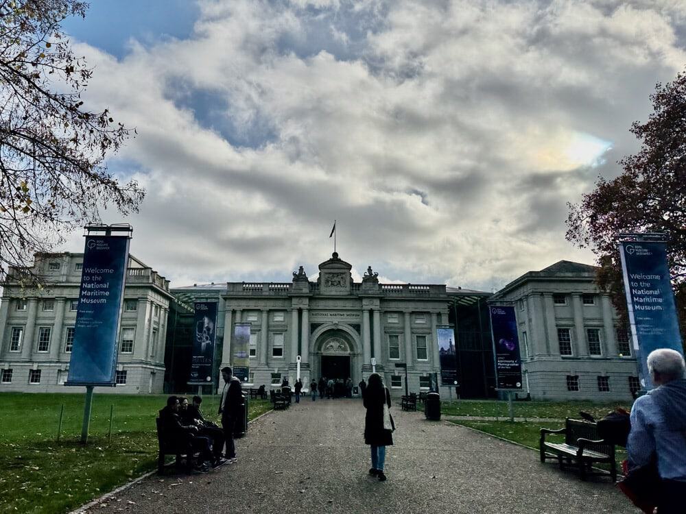 National Maritime Museum exterior on the Old Royal Naval College Greenwich London England