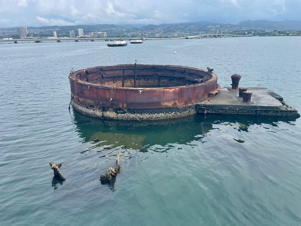 Part of USS Arizona in Pearl Harbor, Honolulu Hawaii