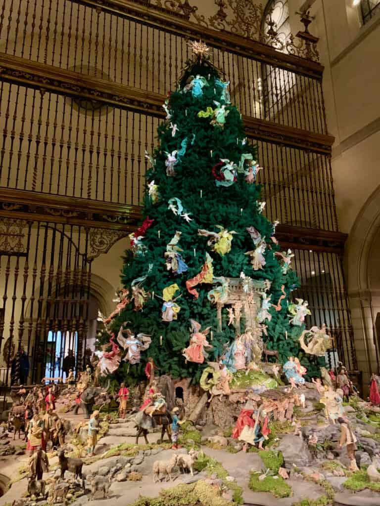 Christmas tree decorated with large angels