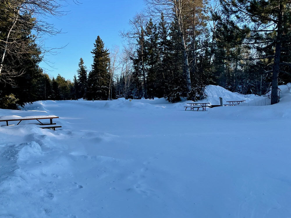 Snow covered campground loop
