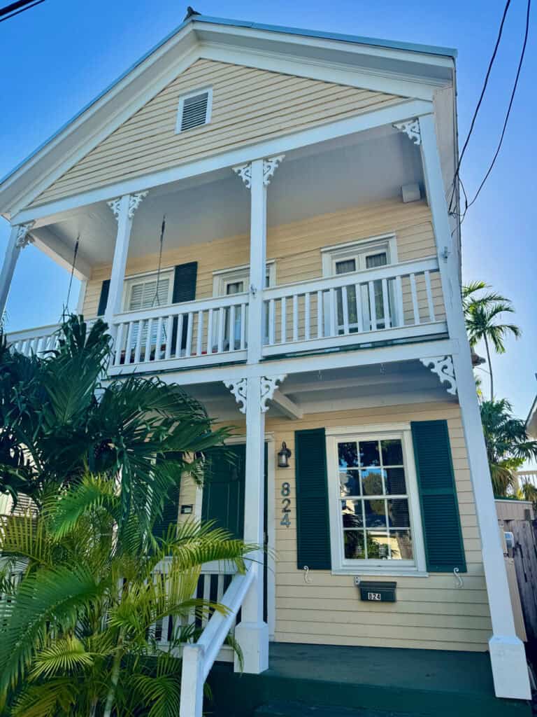 Exterior of a Victorian era two story home in Key West's Old Town