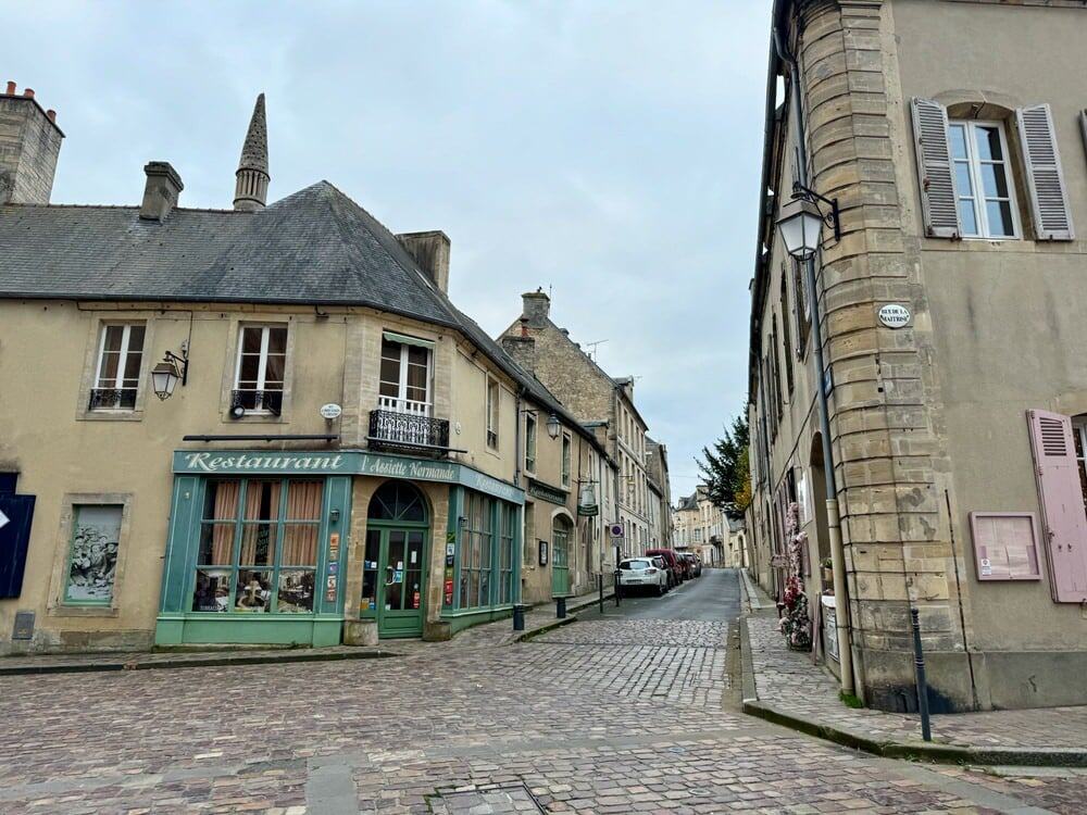 Shops and buildings in downtown Bayeux France