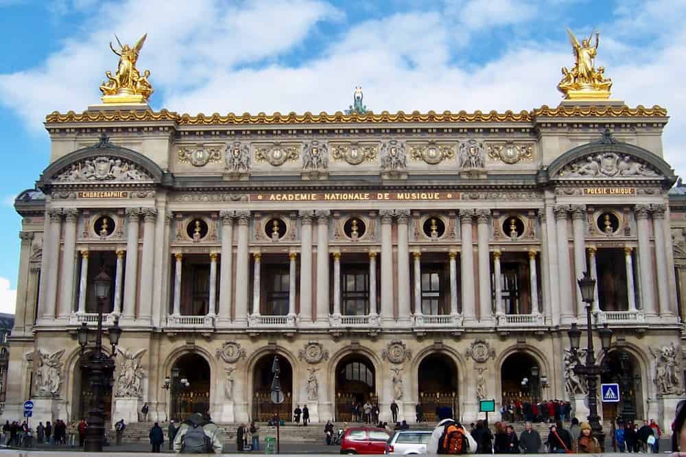 Looking at the front of the front of the Palais Garnier Opera House