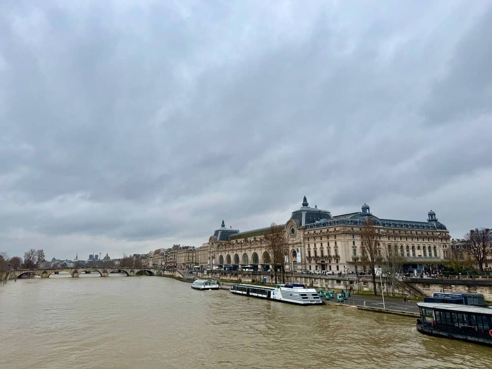 Looking down the Seine River towards the Musee D'Orsay and Ile de la Cite.