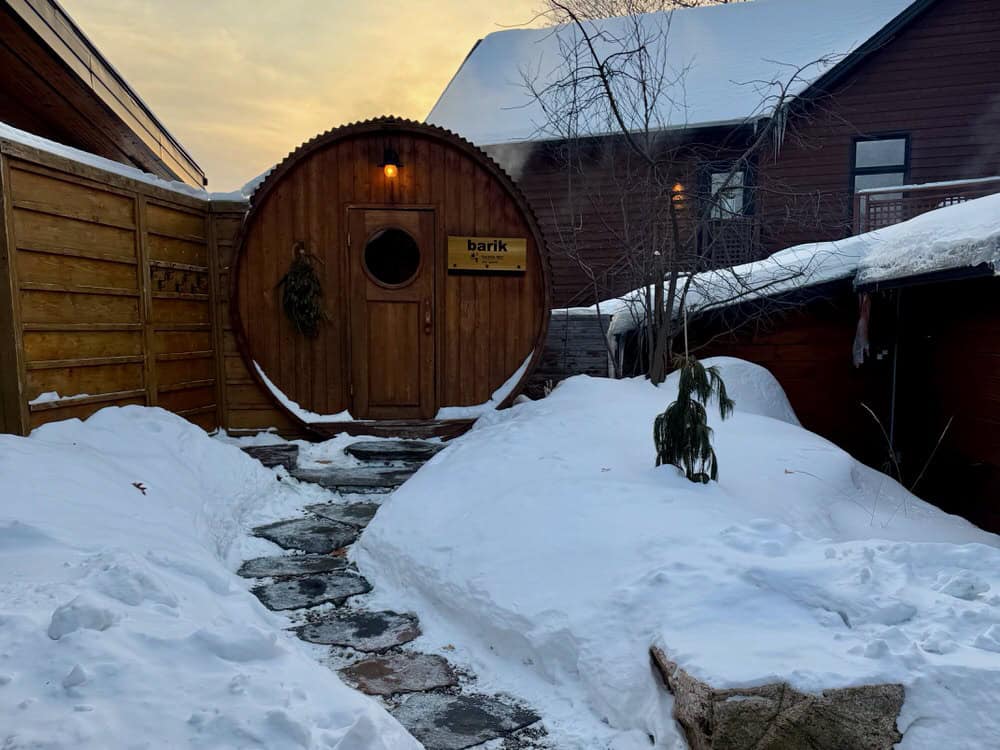 Sauna building buried in snow outside Ottawa Ontario