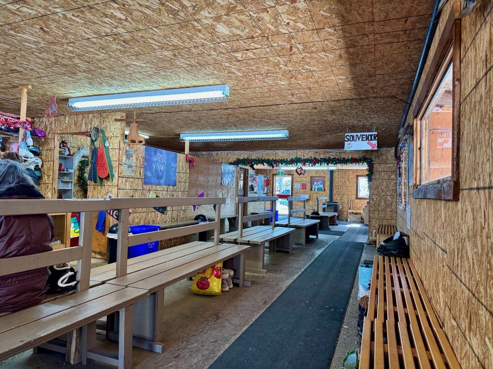 Inside a changing area for skaters