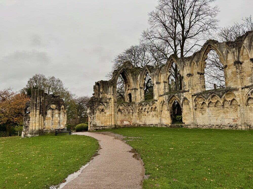 Ruins of a Benedictine abbey in York Museums Gardens in the city centre