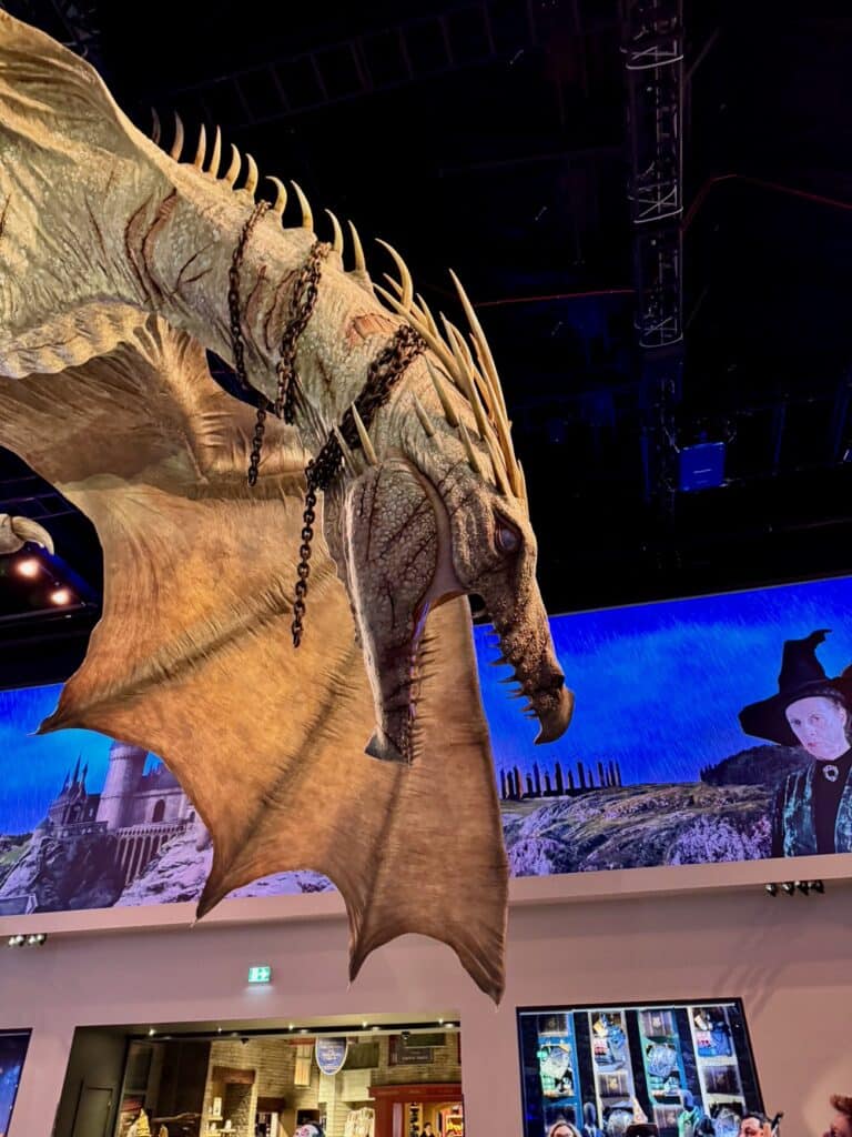 Dragon head looms overhead in Warner Bros. Studio Tour Entrance Hall
