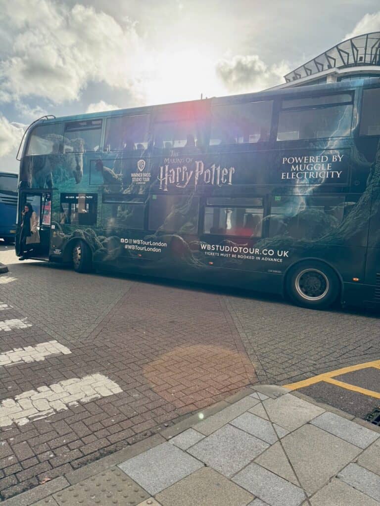 Electric double decker bus that runs from Watford Junction station to Warner Bros. Studios London