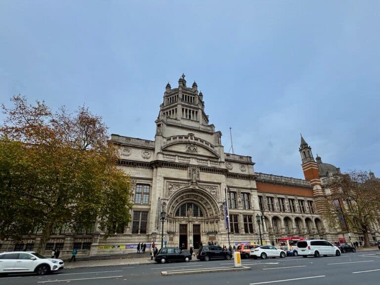 Exterior of Victoria and Albert Museum as seen from across Exhibition Road