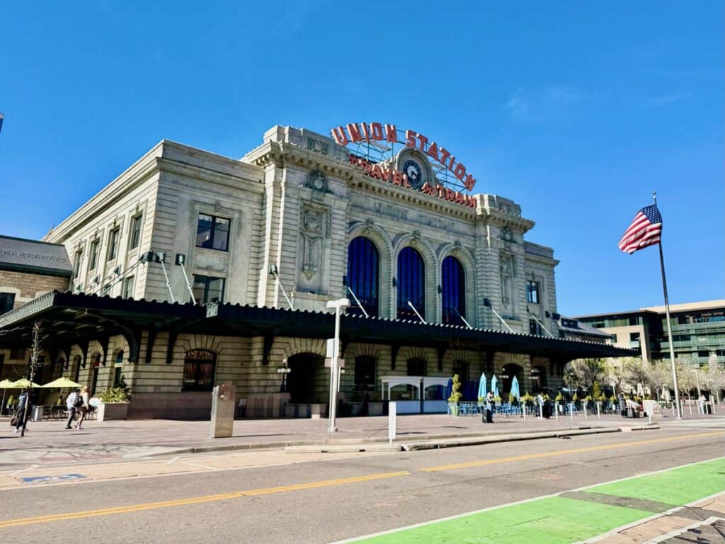 Historic early 20th century stone train station in downtown Denver