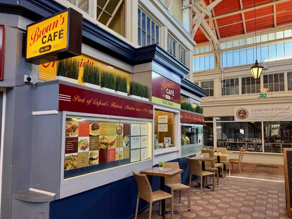 Entrance to Brown's Cafe in the Oxford Covered Market