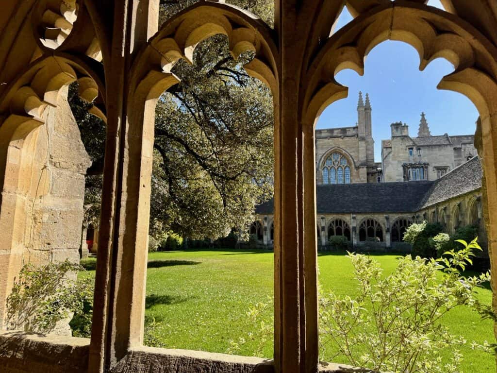 View through New College cloister's in Oxford England