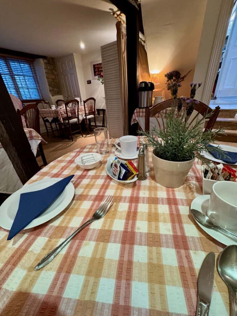 Place setting at Bath Place Hotel breakfast room