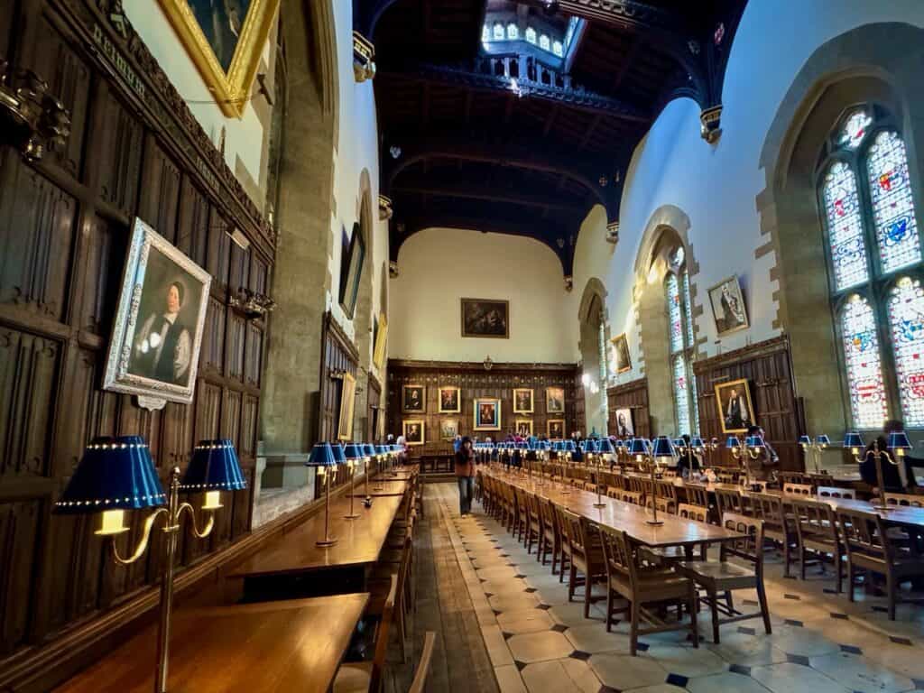 Inside the dining hall at New College Oxford